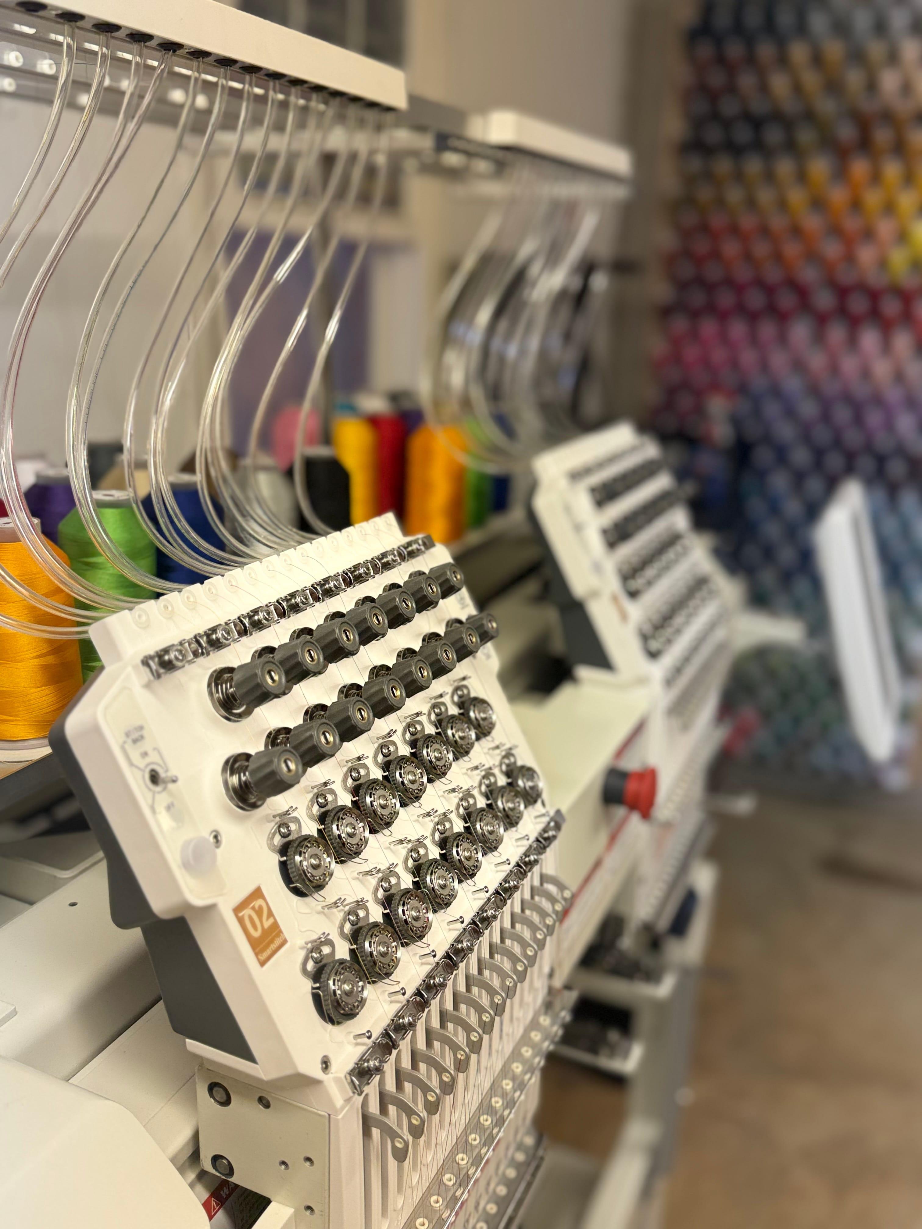 Embroidery machine in action
